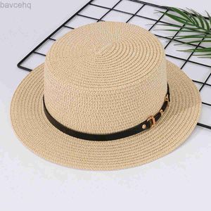 Chapeaux à bord large chapeau seau de paille d'été pour femmes à la mode paille du soleil tissé du soleil plateau top britannique rétro de protection solaire
