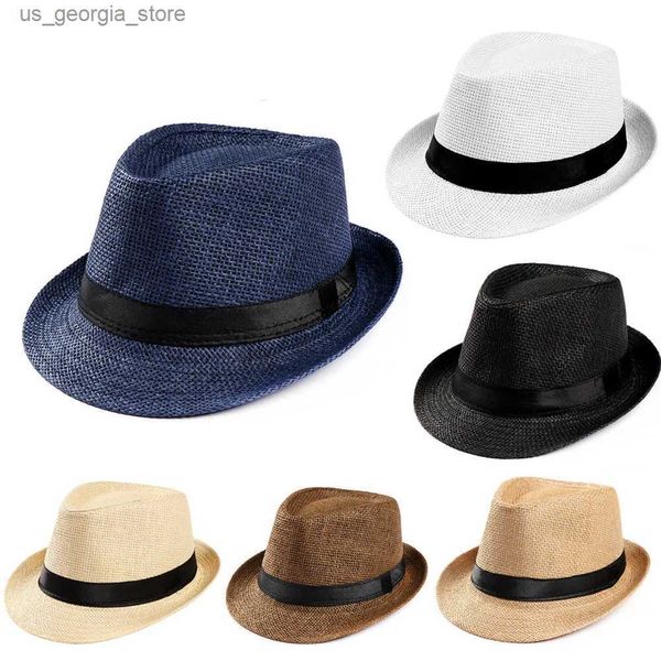 Sombreros de ala ancha Sombreros de cubo Sombrero para el sol Moda para mujer Verano Ocio Moda Playa Sol Str Sombrero Vaquero Sombrero Fedora Sombrero de gángster Sombrero para el sol Sombrero pequeño Protector solar Y240319