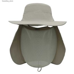 Chapeaux à bord large chapeaux Beauts Suncreen Fisherman Chapeau Masque amovible Masque Protection de cou Tissu pour hommes Chapeaux de pêche femme extérieure Afficier rapide Séchage rapide Hat de plage L240402