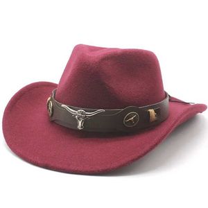 Chapeaux à bord large chapeau seau unisexe vin extérieur rouge inner tan jazz fedoras homme chapeau cowboy chapeau tauren ceinture