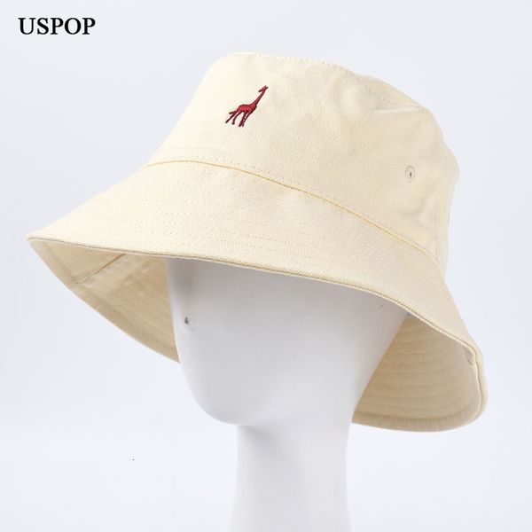 USPOP Printemps Été Mode Casual Seau Chapeaux Femmes Mignon Girafe Anymal Brodé Seau Chapeau Casual Coton Plat Chapeaux de Soleil 230831