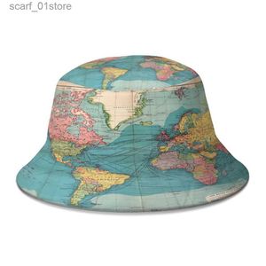 Chapeaux à bord large chapeaux Bucket Hats Vintage Blue Rainbow Historical World M Bucket Hat pour femmes hommes adolescents pliables bob pêcheurs chapeaux panama c streetwearl231216