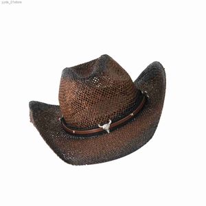 Chapeaux à large bord, chapeaux seau Vintage Str, chapeau de Cowboy Sheable, chapeau de soleil occidental pour l'été L240308