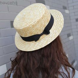 Chapeaux à bord large chapeau seau vintage paille de paille femme d'été panama chapeau de plage de plage