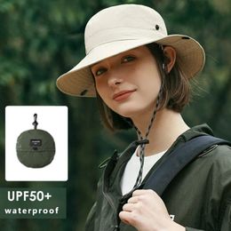 Chapéus de aba larga Chapéus de balde Chapéu de balde à prova d'água para mulheres 6cm Brim Sun Hat Dobrável Hangable Caminhadas ao ar livre Camping Panama Caps Quick Drying Basin Cap 231023