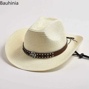 Chapeaux à bord large chapeau seau western cowboy chapeau pour hommes d'été largeur bordable pliable corde de paille de paille