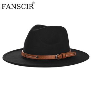 Brede rand hoeden emmer hoeden brede rand grote wol fedora hoed voor vrouwen met lederen lint heer gentleman elegante dame Britse stijl jazzkerk panama hoed mannen 230410