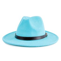 Sombreros de ala ancha Sombreros de ala ancha Sombreros de ala ancha Sombreros de ala ancha Fedora Sombrero con cinturón de diamantes de imitación para hombres y mujeres Otoño/Invierno Sombrero de jazz Sombrero de ala ancha de 9,5 cm