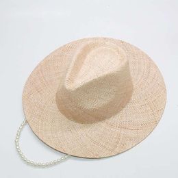 Sombreros de borde anchos sombreros cubierés de borde anchos sombreros de cubo sombrero para mujer con sombreros de paja para mujeres marca de diseño de lujo damas sombreros de sombra de verano de verano Panamá