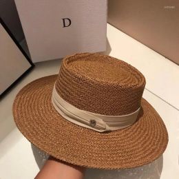 Brede rand hoeden emmer hoeden brede rand hoeden dames zomer handgeweven panama straw hoed mannelijke concave top zon ademende strand scot22