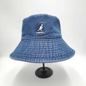 Hoeden met brede rand Emmerhoeden Hoeden met brede rand Vintage Tide Brand Kangaroo Washed Denim Bucket Hats Vissershoed met grote rand voor dames Zomer Flat Top Basin Hat Unisex