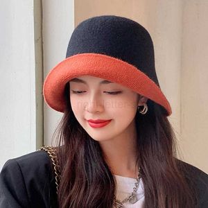 Sombreros de borde anchos sombreros de cubo de cubo para mujeres Nuevos sombreros de pescador de lana de punto sólido de doble lana multifuncional
