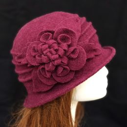 Sombreros de ala ancha Sombreros de cubo Sombreros de invierno para mujer Sombrero de lana Otoño Señoras Floppy Fedora Sombrero Cúpula floral Sombreros de cubo Mamá Gorra cálida Chapeau Femme Cap 230529