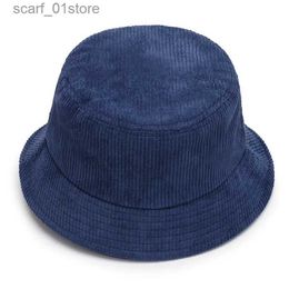 Chapeaux à larges bords Chapeaux de seau Chapeau d'hiver chaud en velours côtelé La épaissir Panama Couleur pure Chapeaux de pêcheur Chapeau de seau en plein air Automne Plat Unisexe Casual Pêche CL231216