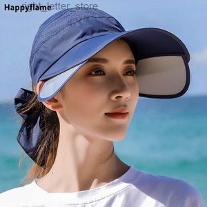 Chapeaux à larges bords Chapeaux de seau Chapeau de soleil pour femme Cyclisme Casquettes à visière respirantes Casquette de baseball à bord évolutif pour femme Casquette à large bord Protection UV Chapeaux de plage YQ231215