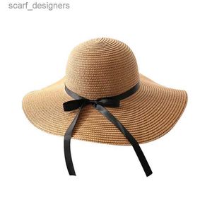 Chapeaux à bord large chapeau seau femme d'été pliable paille en tricot grand grand bord de soleil chapeau décontracté plage de voyage