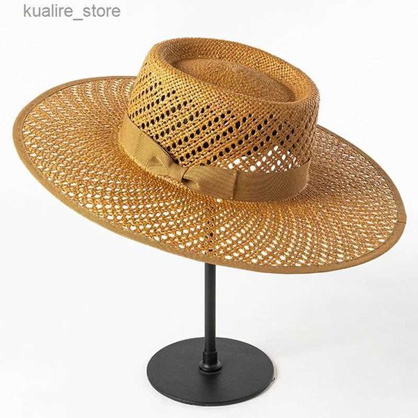 Chapeaux à large bord chapeaux seau femmes chapeaux d'été noir café ruban arc chapeau de paille L240322
