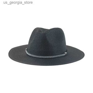 Chapeaux à larges bords Chapeaux de seau Chapeau de plage pour femmes Chapeau d'été Panama Protection solaire Solide Kaki Noir et blanc Chapeau d'extérieur décontracté Hommes Gorilla Y240319