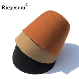 Chapeaux larges chapeaux seau de haute qualité laine chapeau de pêcheur couleur unie rétro cloche en forme de bassin casquette pour femme automne hiver chaud pare-soleil casquettes 231202