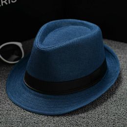 Brede rand hoeden emmer hirigin mode unisex stro fedora zon hoed panama trilby verplettering mannen vrouwen opvouwbare reizen met riem s cap 230822