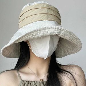 Brede rand emmer Japans katoen en linnen grote conische zon hoed dames zomer uv resistent visser comfortabel ademende vouw emmer Q240427