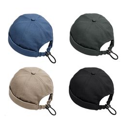 Large Brim Chapeaux Seau Japonais Docker Cap Brimless Chapeau Hommes Hip Hop Papa Bonnet Cordon Solide Couleur Littéraire Propriétaire Marin Femmes 230915