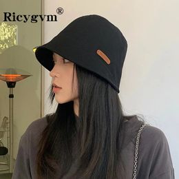 Large bord chapeaux seau japonais femmes chapeau mode coton solide couleur pliable pêcheur femme soleil protéger bassin casquette gorras para mujer 230927