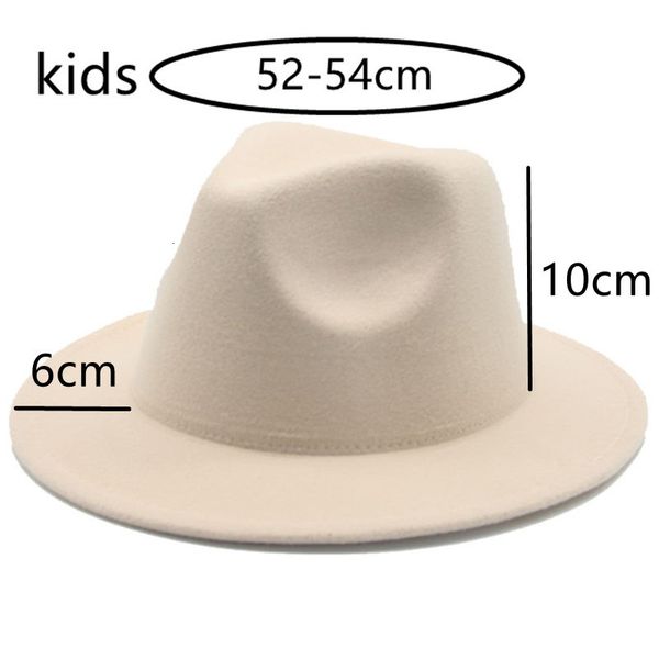 Chapeaux à large bord seau enfants 52 cm petit enfant feutre blanc noir chapeau d'hiver tenue décontractée garçons filles Fedora Sombrero Panama Hombre 230801