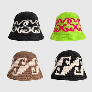 Brede rand hoeden emmer Koreaanse herfst retro haakwol hoed dames handgemaakte geweven kom winter Q240403