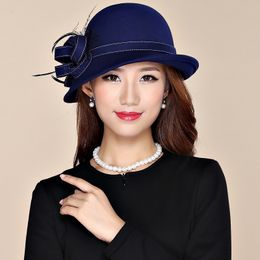 Chapeaux à large bord Bucket Lady Chic Fleur Asymétrique Cloche Cap Femmes 100 Laine Feutre Fedora 230830