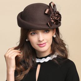 Sombreros de ala ancha Bucket Lady Fedora Hat Girls Flowers Dome Gorro de lana Mujer Cuenca Pescador Lindo Casual Ajustable B 8728 230831