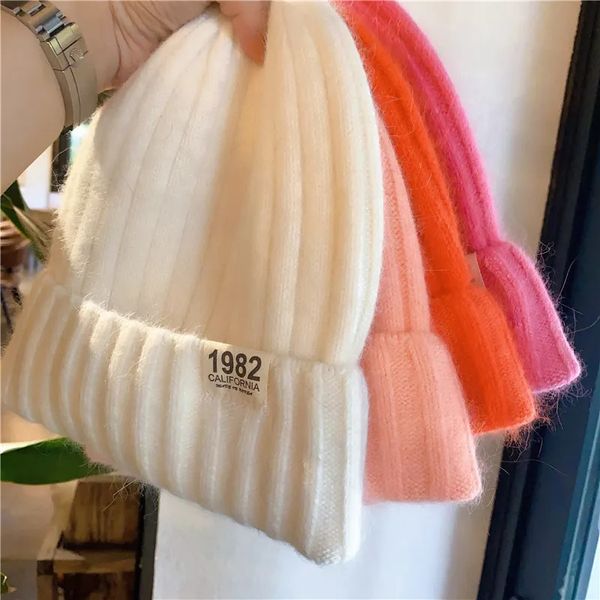 Chapeaux larges chapeaux seau dame hiver tricoté chapeau angora lapin fourrure oreille bonnet pour femmes fille crânes hip hop chaud laine panama mode gorros casquette 231020