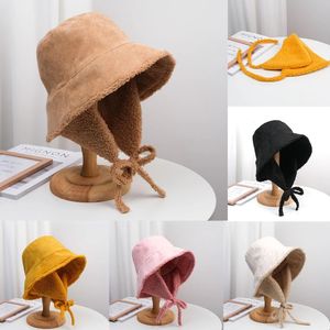 Brede rand hoeden emmer lam furman hoed voor unisex herfst en winter outdoor oorbeveiliging plus fluweel warm dubbelzijdige slijtage mode cap 221205