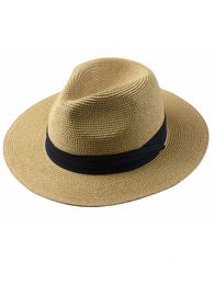 Chapeaux à large bord seau grande taille Panama Lady Beach Straw Man Summer Sun Cap Plus Fedora 55-57cm 58-60cm 61-64cm 221205