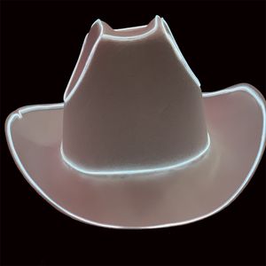 Sombreros de ala ancha Cubo LED Sombrero de vaquero Intermitente Luminoso Led Luces intermitentes Vaquera Novia Navidad Boda Luz fría Y2k 230729