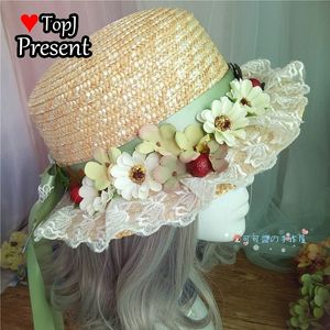 Chapeaux à large bord seau chapeau de paille Lolita fille douce petite fleur de jardin fraîche japonaise parent enfant tournesol jupe bord de mer cosplay chapeau 230517