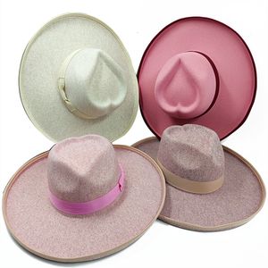 Sombreros de ala ancha Bucket Love Fedora Hat Brim Up Monocromo Grande para hombre y para mujer Bowknot Wide Panamá Bonnet Trapstar 230822