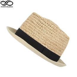 Brede rand hoeden emmer luckylianji dames zomer mode rafia kroon varkensvlees taart cap casual verstelbaar ademende buitenstrand jazz soft st hat yq240403