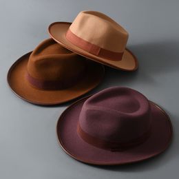 Sombreros de ala ancha Cubo hombres fedora moda jazz sombrero Otoño e invierno café mezcla de lana gorra al aire libre baile casual LM03 230214