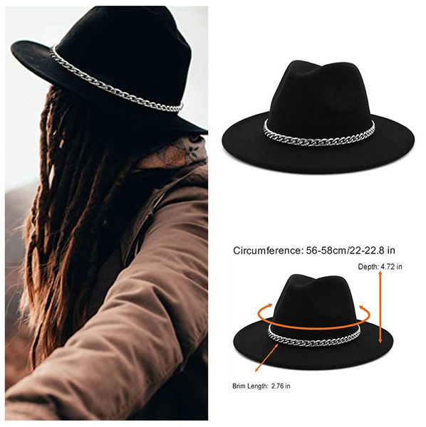Chapeaux à large bord seau hommes femmes noir Fedora chapeau style britannique Trilby fête formelle Panama casquette Cowboy automne hiver en gros 230808