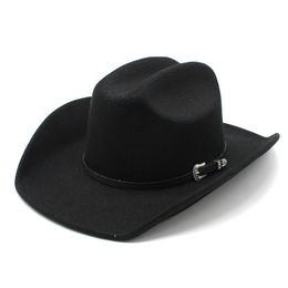 Chapeaux à large bord seau hommes femmes Western Cowboy chapeau avec ceinture hiver automne église Jazz élégant Cowgirl Sombrero casquettes 230830