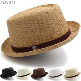 Wide Brim Hats Bucket Mens Classic Str Pork Pie Pie Cap Fedora Sunhats Trilby Summer Rowing Beach Outdoor Travel Party Taille US 7 1/4 UK L YQ240403