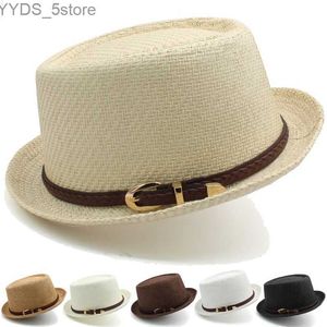 Wide Brim Hats Bucket Mens Classic Str Pork Pie Pie Cap Fedora Sunhats Trilby Summer Rowing Beach Outdoor Travel Party Taille US 7 1/4 UK L YQ240407