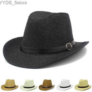 Chapeaux à bord large seau pour hommes Fedora Hat avec ceinture vintage trilby d'été jazz denim sunhat chapeau souffle yq240407