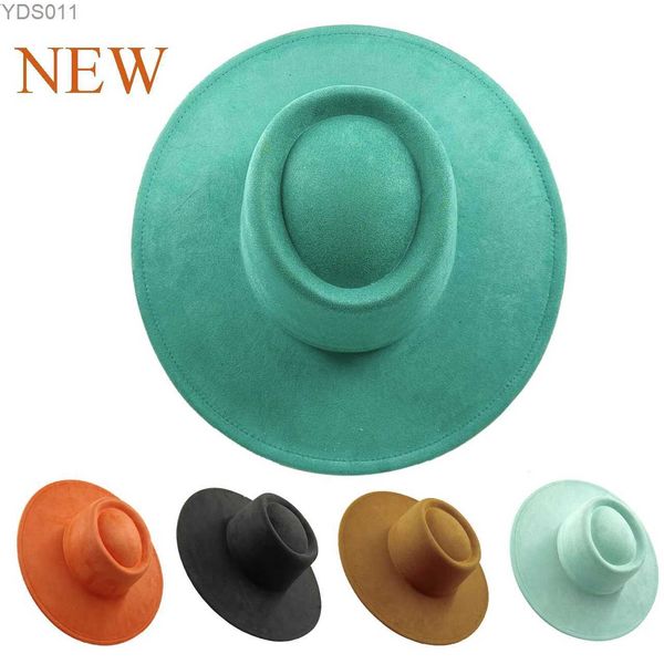 Chapeaux à bord large seau noubuck cuir chapeau concave grosse hommes et couple pour femmes toplue de porc de mode plat fedora sombrero hombre yq240403