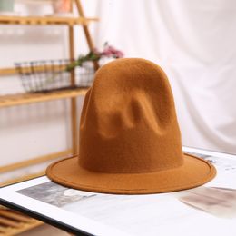 Brede rand hoeden emmer pharrell hoed gevoeld fedora voor vrouw mannen s zwarte top mannelijk 100 Australië wollen pet 230221