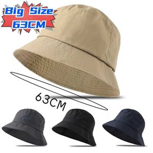Brede rand hoeden emmer plus maat 63 cm heren emmer hoed grote hoofd grote siged sun dames witte visser zomer Panama 56-58cm 60-63cm Q240403