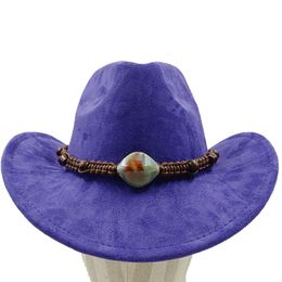 Chapeaux à large bord seau violet Cowboy accessoires daim matériel hommes et femmes extérieur chevalier 230421