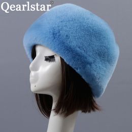 Brede Rand Hoeden Emmer Qearlstar Russische Stijl Winter Vrouwen Dikke Pluizige Faux Fur Skullies Mutsen Ski Bomber Earwarmer Cap Hoed ZKG21 230804