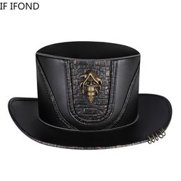 Brede rand hoeden emmer retro hoge hoed goochelaar kostuum Fedora Halloween cosplay feestjurk pet rekwisieten benodigdheden Steampunk voor mannen vrouwen 230831